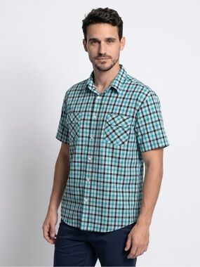 Chaps Denim Men's XL Plaid Short Sleeve Button-Up Shirt Multicolor